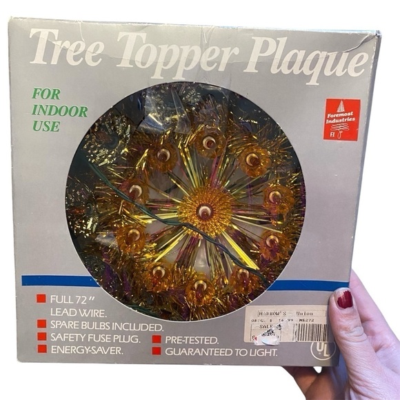 Vintage Gold Wire Tree Topper Shiny Bright Star Kitschy Light Up Christmas - Picture 1 of 4